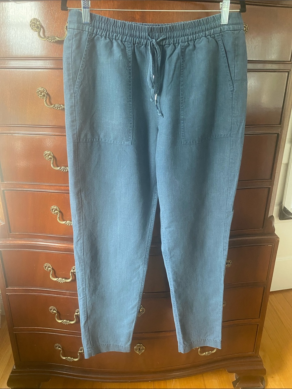 J. Crew Relaxed Straight-Leg Linen blend Pants in Denim Blue